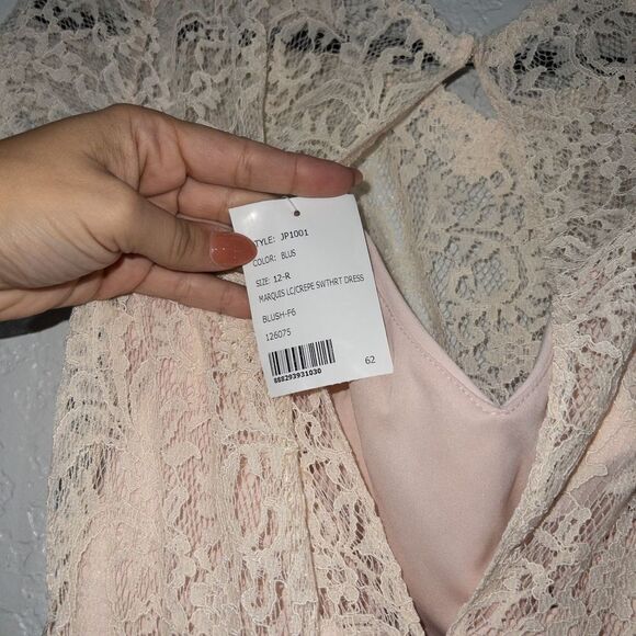 NWT Jenny Peckham Blush Lace & Crepe Column Gown Size 12 - Picture 8 of 10